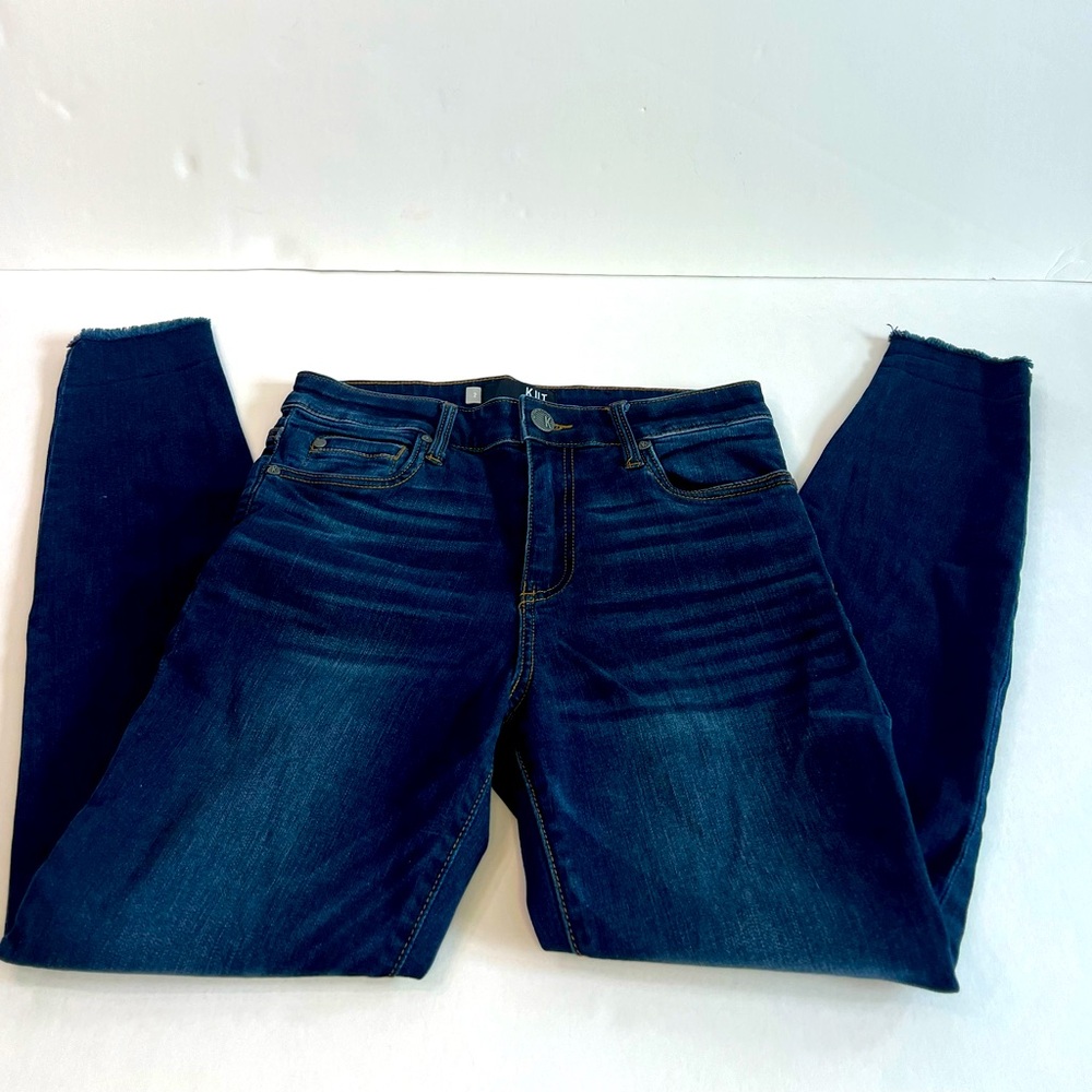 Kut from the Kloth Donna High rise ankle jeans skinny size 2 EUC dark blue